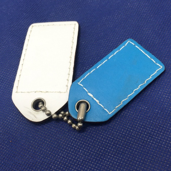 Coach 2 Leather Hang Tags Stripes Key Fob Key Chain Charm - Picture 6 of 11